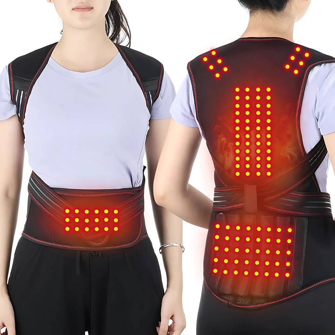 MagniTherm Self-Heating Back Support | Adjustable Heated Posture Corrector - Back Pain Relief - Posture Improvement Kalsten