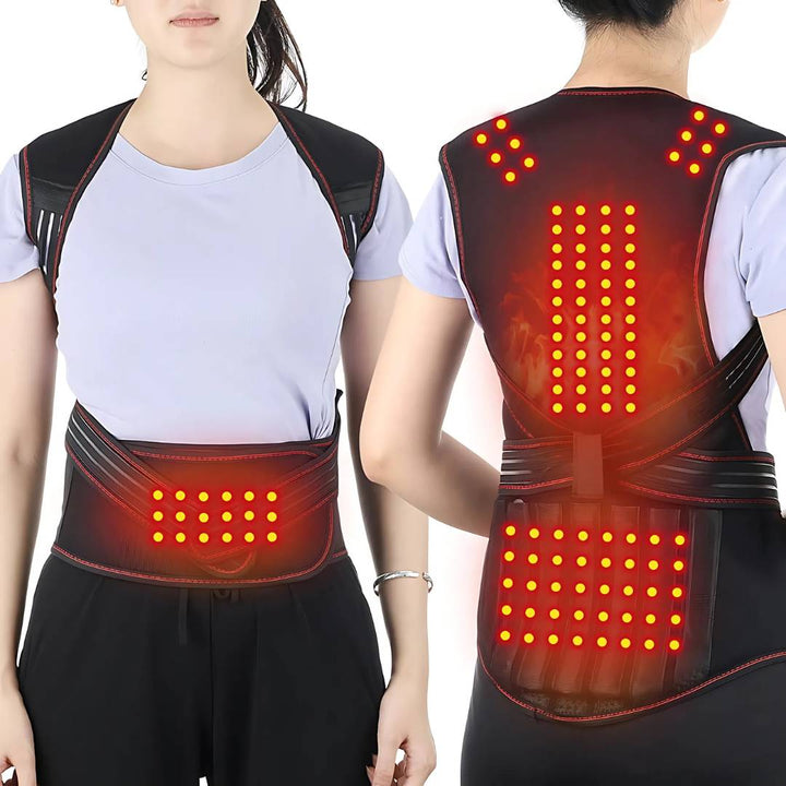 MagniTherm Self-Heating Back Support | Adjustable Heated Posture Corrector - Back Pain Relief - Posture Improvement Kalsten