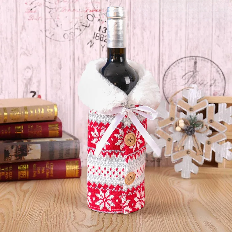 Christmas bottle cover with fur collar – festive cover for wine bottles, gnome decoration for Christmas, perfect as gift wrapping | Kalsten