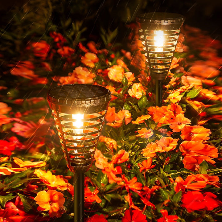 Round Intelligent LED IP65 Waterproof Black Modern Solar Garden Lights | Kalsten