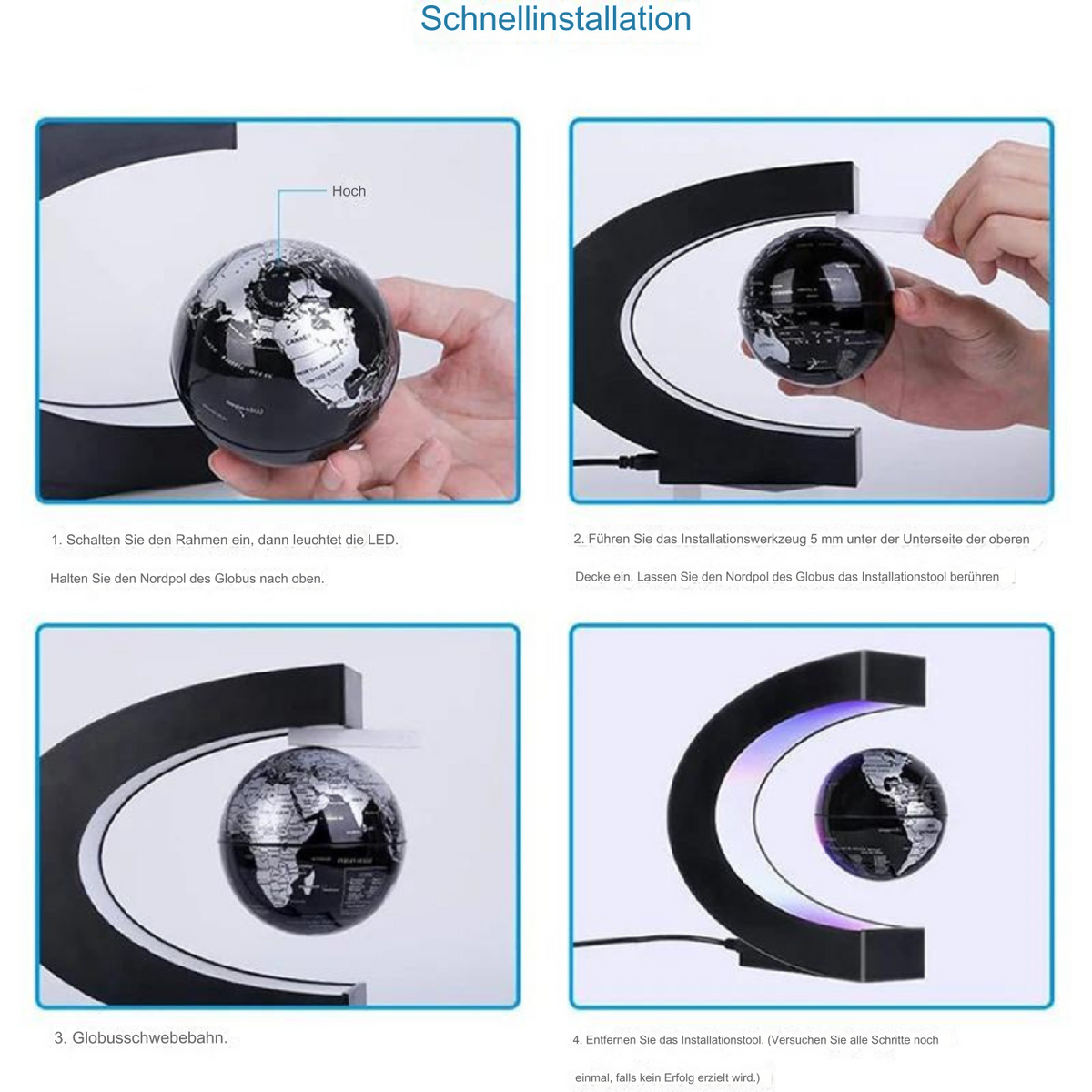 BowLift | AstroGlobe LED World Globe – Floating Globe Lamp with Magnetic Suspension