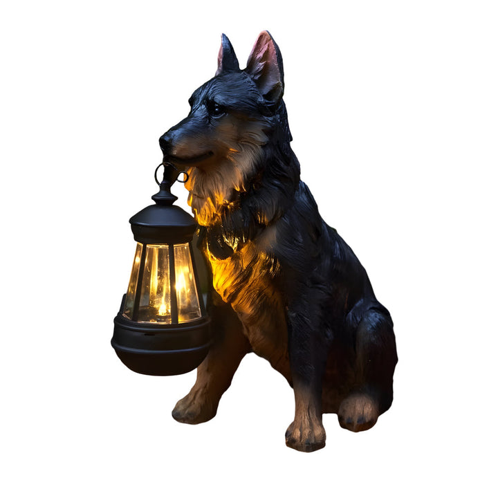 Resin Dog with Lantern Landscape Decor Solar Outdoor Lights | Kalsten