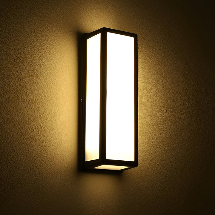 Rectangle LED Waterproof Motion Sensor Black Modern Wall Sconce Lighting | Kalsten