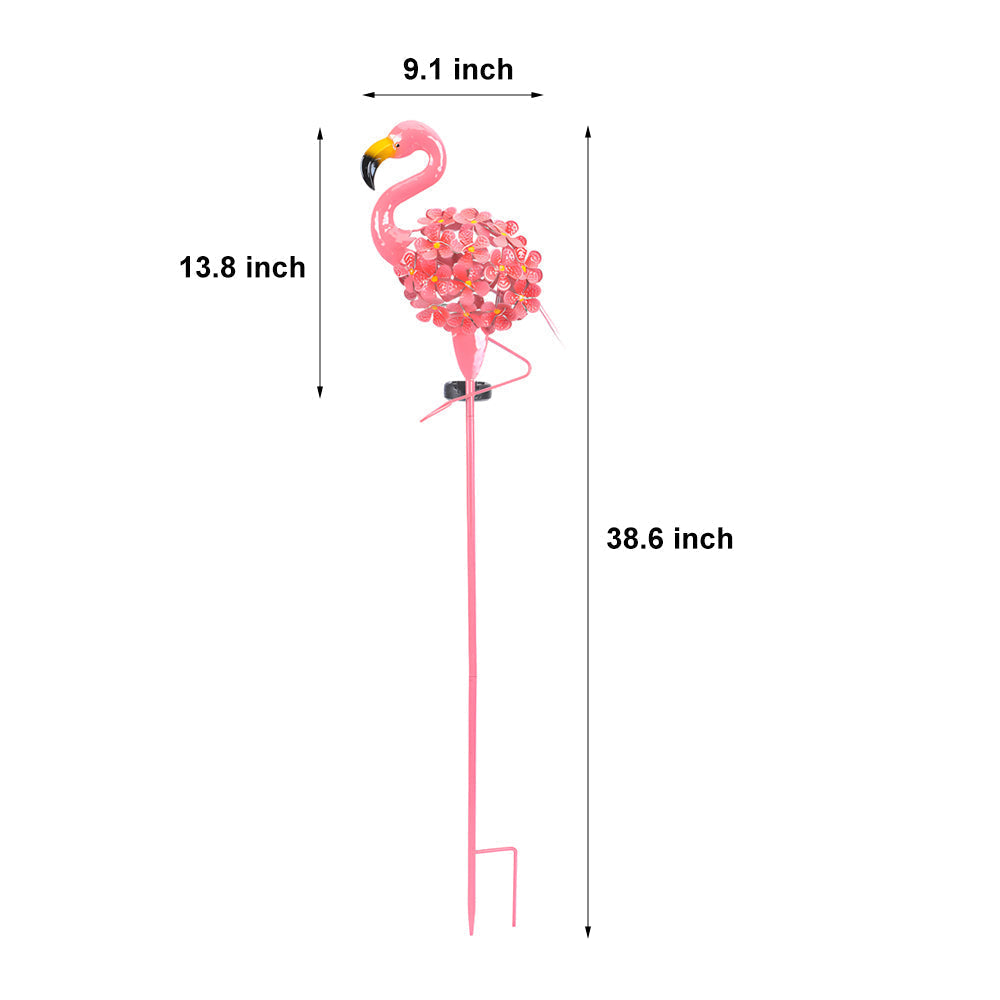 Metal Flamingo Solar Stake LED Lights Pink Outdoor Pathway Lamp - 2-Pack | Kalsten