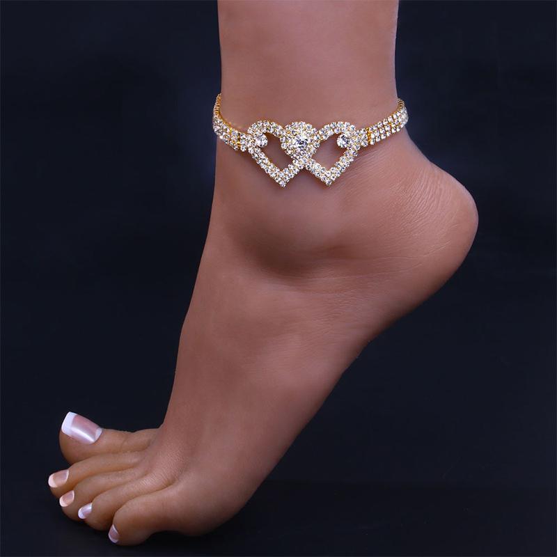 Rhinestone Heart Anklet