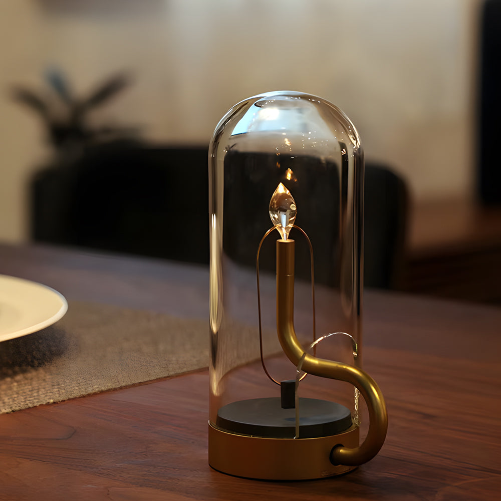 Glass Dome HYMN Accent Table Lamp - LED Candle | Kalsten