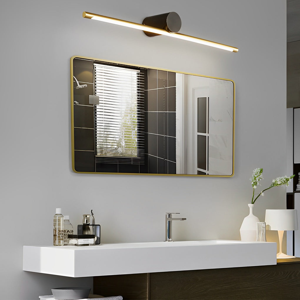 Modern Two-Tone Bathroom Vanity Light with Cylinder Fixture and Linear Bar | Kalsten