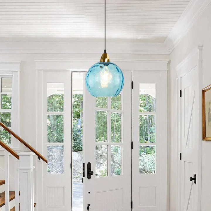 Pendant Light Ripple Glass 7.9 in Sphere Adjustable Dining Room Kitchen Hanging Ceiling Lamp Modern Nordic Minimalist Fixture | Kalsten