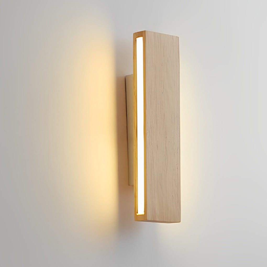 Rotatable Minimalist Rectangular Wood Led Wall Lamp Wall Lights Fixture | Kalsten