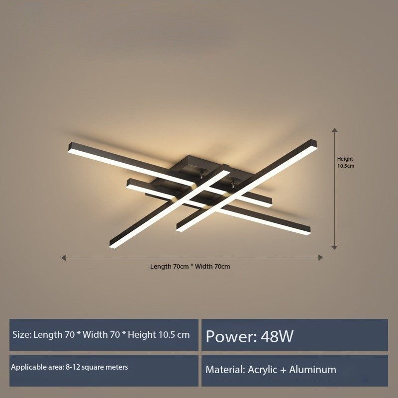 Modern Linear 4-Head LED Ceiling Light (Dimmable, White or Black)