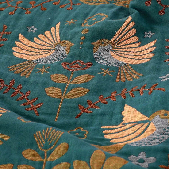 Reversible Scandinavian Bird Throw Blanket - Cozy & Versatile - For every season