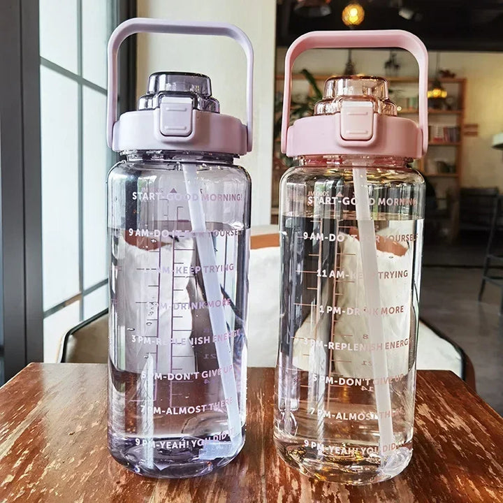 Kalsten | 2L Portable Sports Water Bottle with Straw and Time Markings
