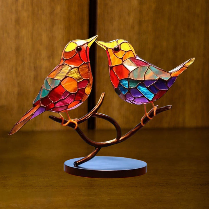 Colored Glass Ornaments Birds on Branches | Kalsten