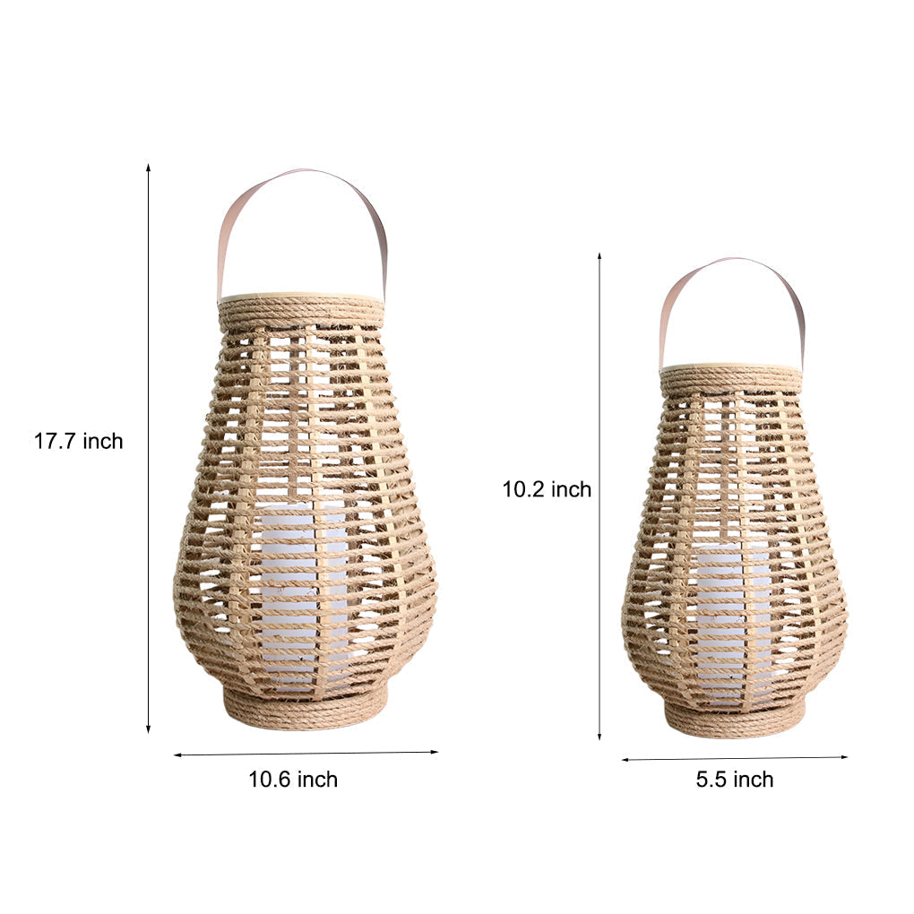 Portable Waterproof LED Ropes Rattan Brown Retro Outdoor Solar Lanterns | Kalsten