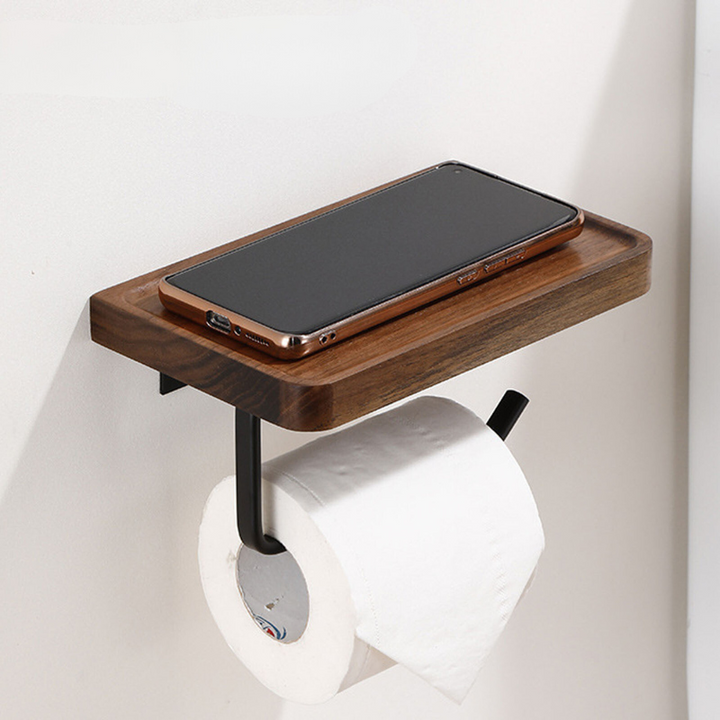 Elegant Wall-Mounted Toilet Paper Holder - made of Walnut and Stainless Steel Kalsten