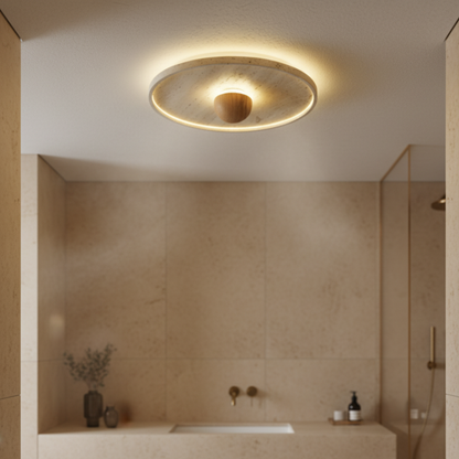 TerraGlow Natural Travertine Flush Mount