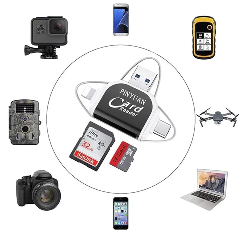 Multi-Port 4 in 1 Universal SD TF Card Reader | Bowlift