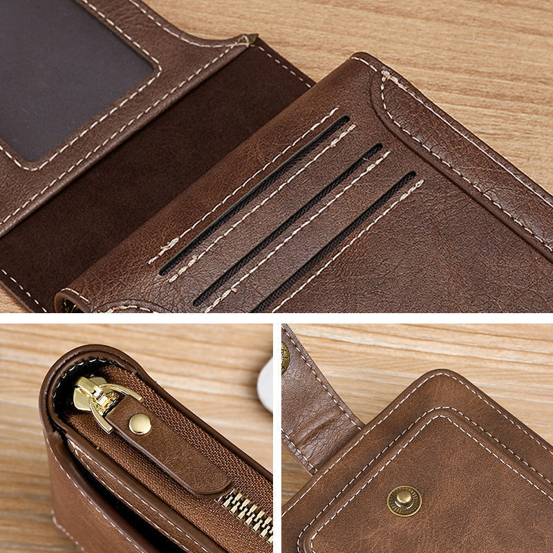 Skanto | Men's Ny Short Fashion Trend Multi-Card Horizontal Zipper Wallet