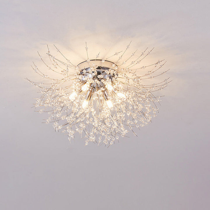 Ceiling Light Metal Crystal 15.7 in Flush Mount Bedroom Hallway Dandelion Design Decorative Lighting | Kalsten