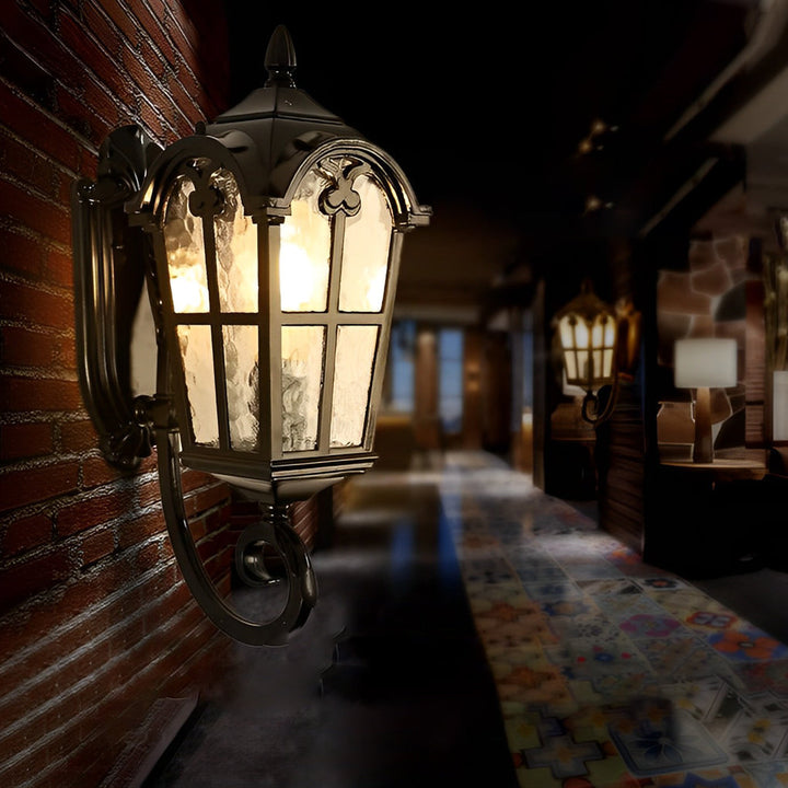 Vintage Glass Waterproof Black European-style Outdoor Wall Lamp Exterior Lights | Kalsten