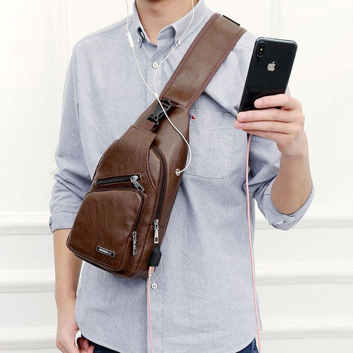 Shoulder bag crossbody bag for men with USB charging port | Kalsten