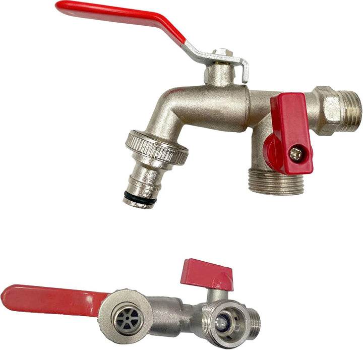 Double water tap stainless steel with 2 outlets | Kalsten
