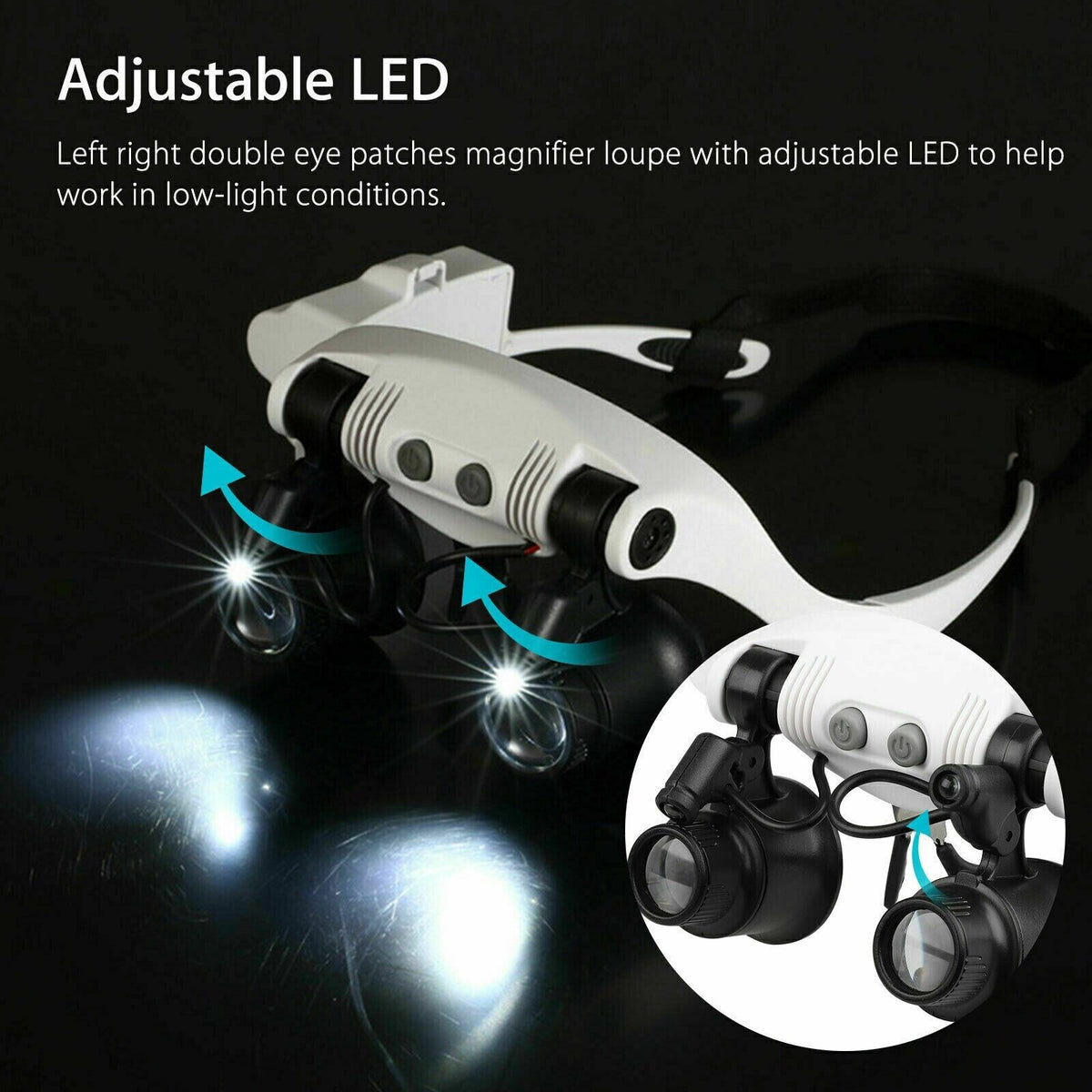 Skanto | Headband Magnifier 8 Lenses LED Light Jewelers Glasses