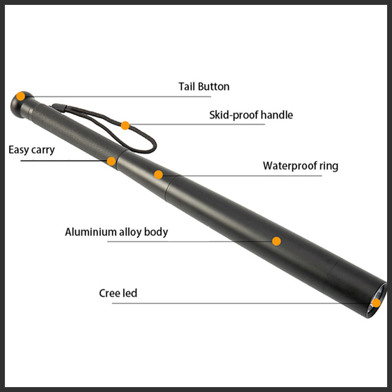 Kalsten | Baseball Bat Shaped LED Flashlight | Aluminum Alloy, 3 Lighting Modes | Emergency & Utility Use