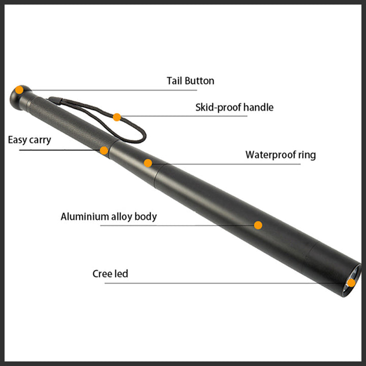 Kalsten | Baseball Bat Shaped LED Flashlight | Aluminum Alloy, 3 Lighting Modes | Emergency & Utility Use