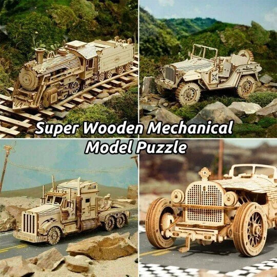 Super Wooden Mechanical Model Puzzle Set | Kalsten