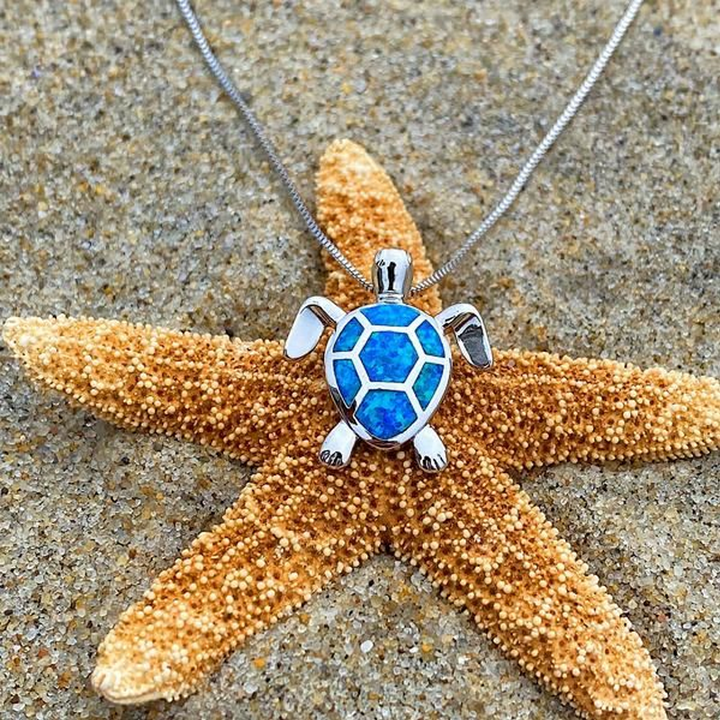 Kalsten | Blue Opal Sea Turtle Necklace