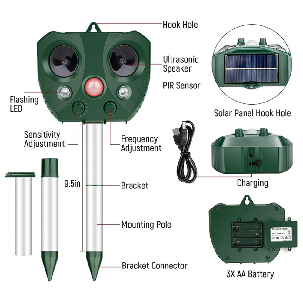 Ultrasonic Bird Repeller Outdoor Waterproof Garden Use Kalsten