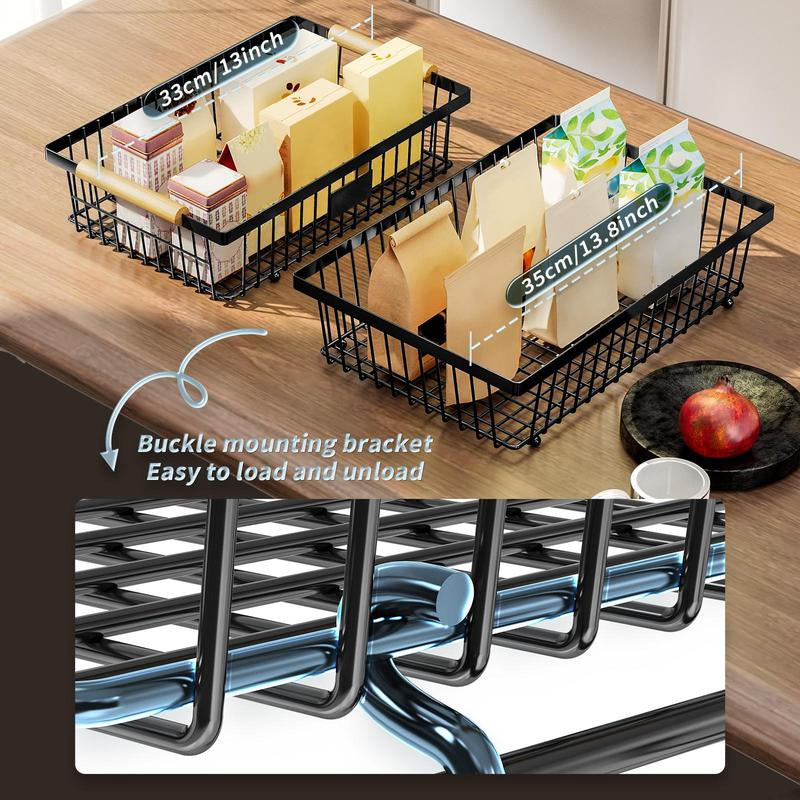 Kalsten | 2-Tier Metal Fruit & Vegetable Storage Rack with Hooks