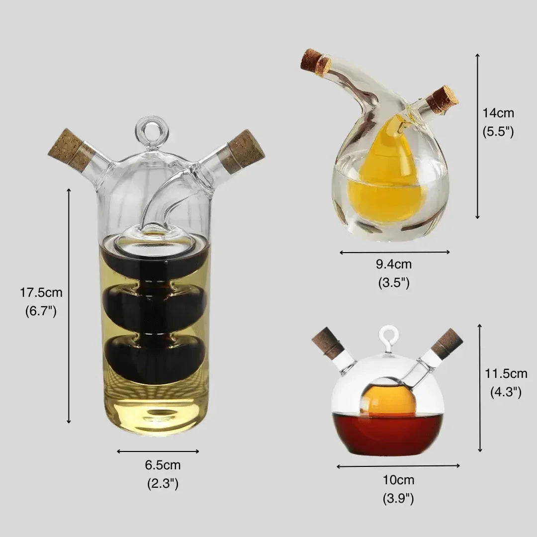 Kalsten | Oil & Vinegar Dispenser – Double Glass Bottle for Stylish Serving & Storing