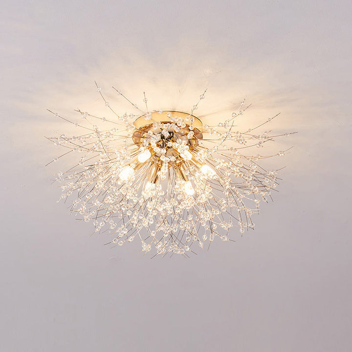 Ceiling Light Metal Crystal 15.7 in Flush Mount Bedroom Hallway Dandelion Design Decorative Lighting | Kalsten