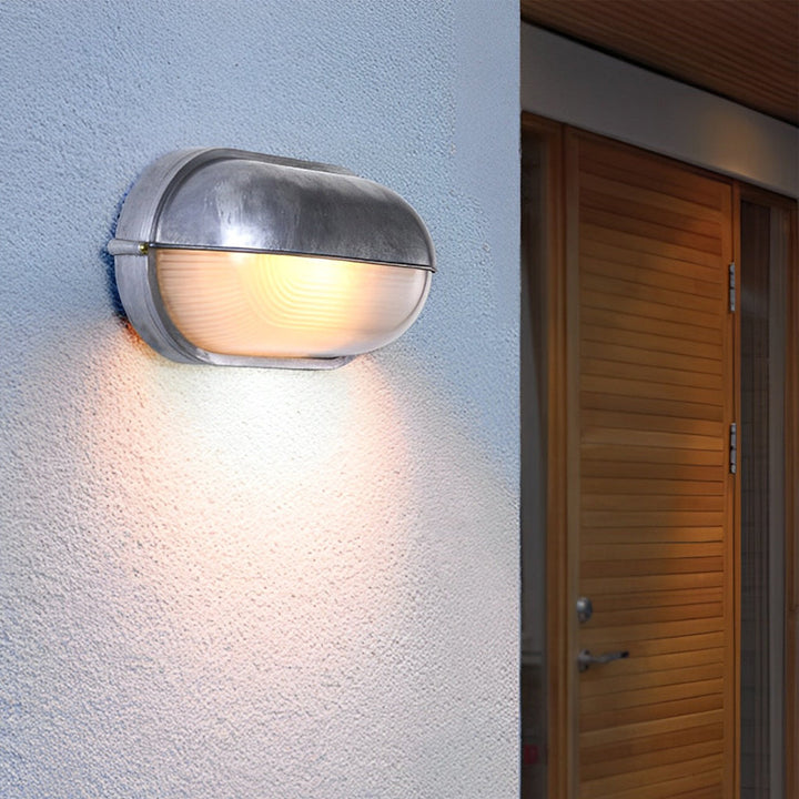 Round Oval Cast Aluminum Glass Waterproof Retro Industrial Wall Lamp | Kalsten