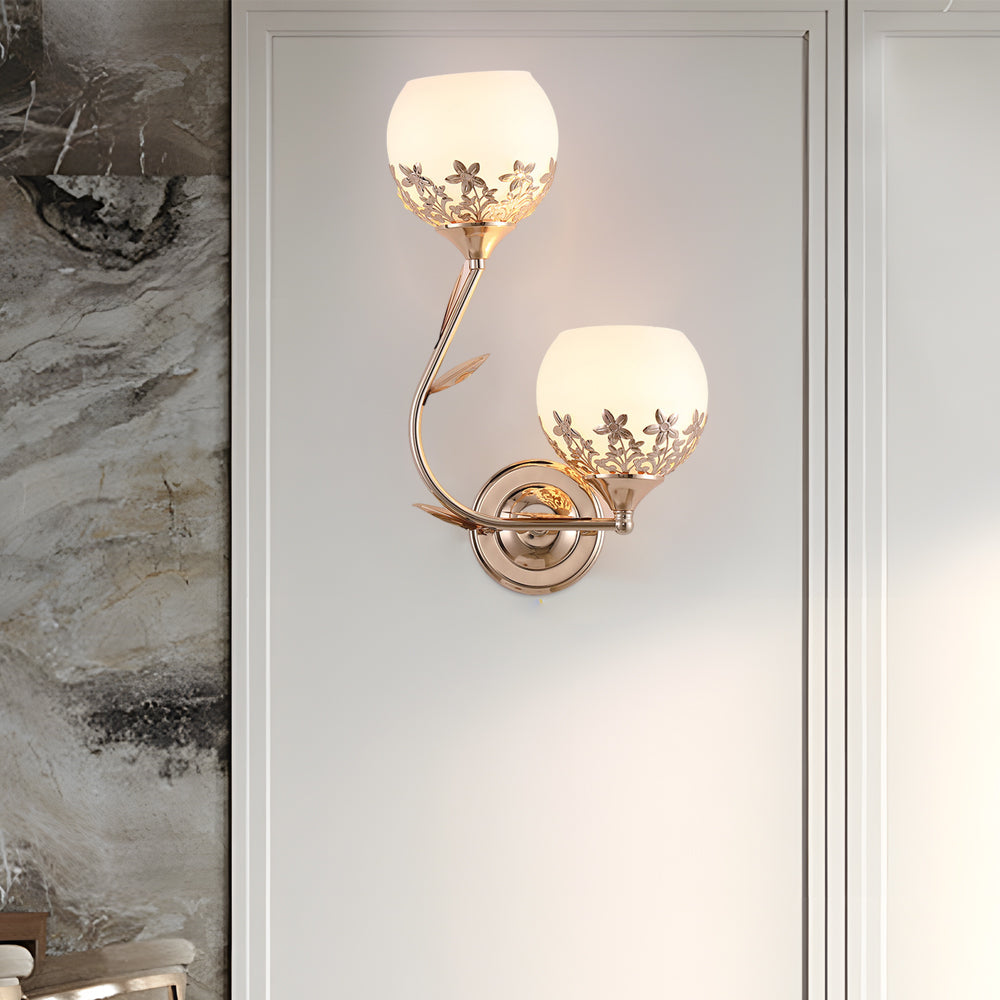 2-Light Glass Flower LED Simple European Style Wall Sconces Lighting | Kalsten