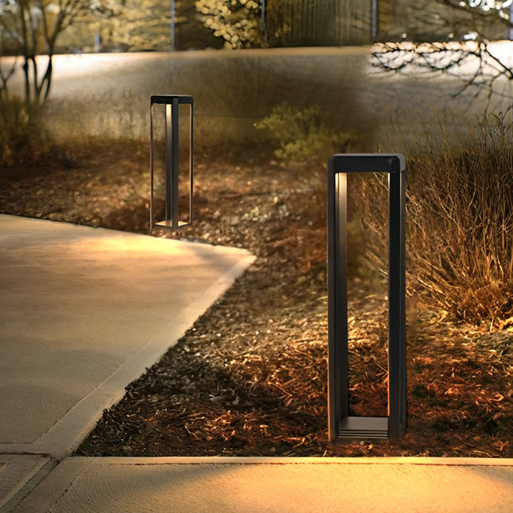 Square Minimalist Waterproof Stainless Steel Black Solar Pathway Lights | Kalsten
