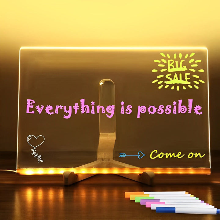 LED Acrylic Message Board Colorful Writable Table Lamp | Kalsten