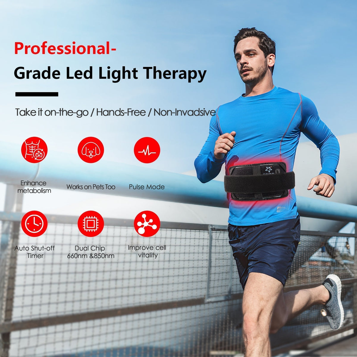 BowLift | At Home Infrared Red Light Therapy Belt Pad for Pain Relief with 60 LED
