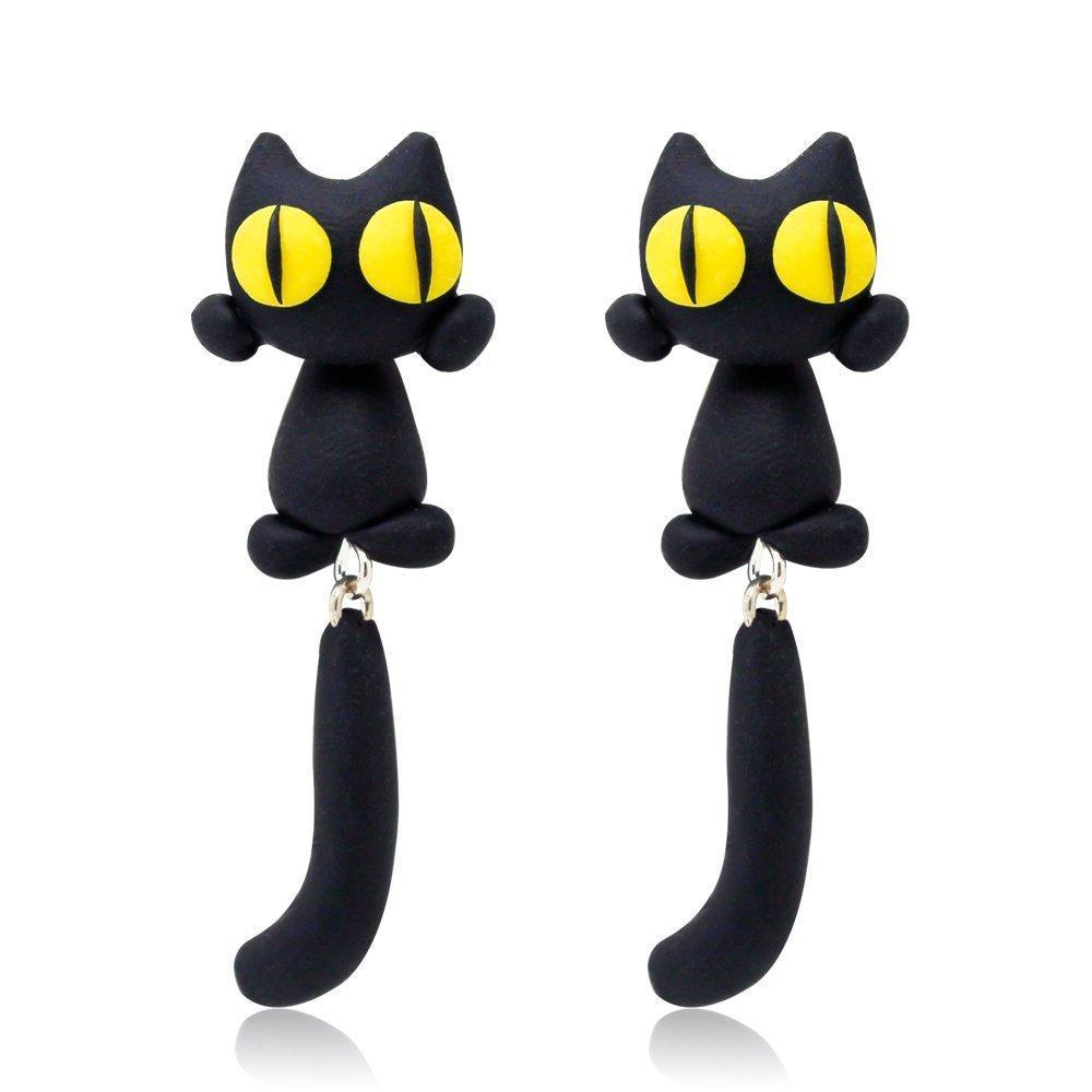 Unique Cat Earrings Yellow Eyes | Kalsten