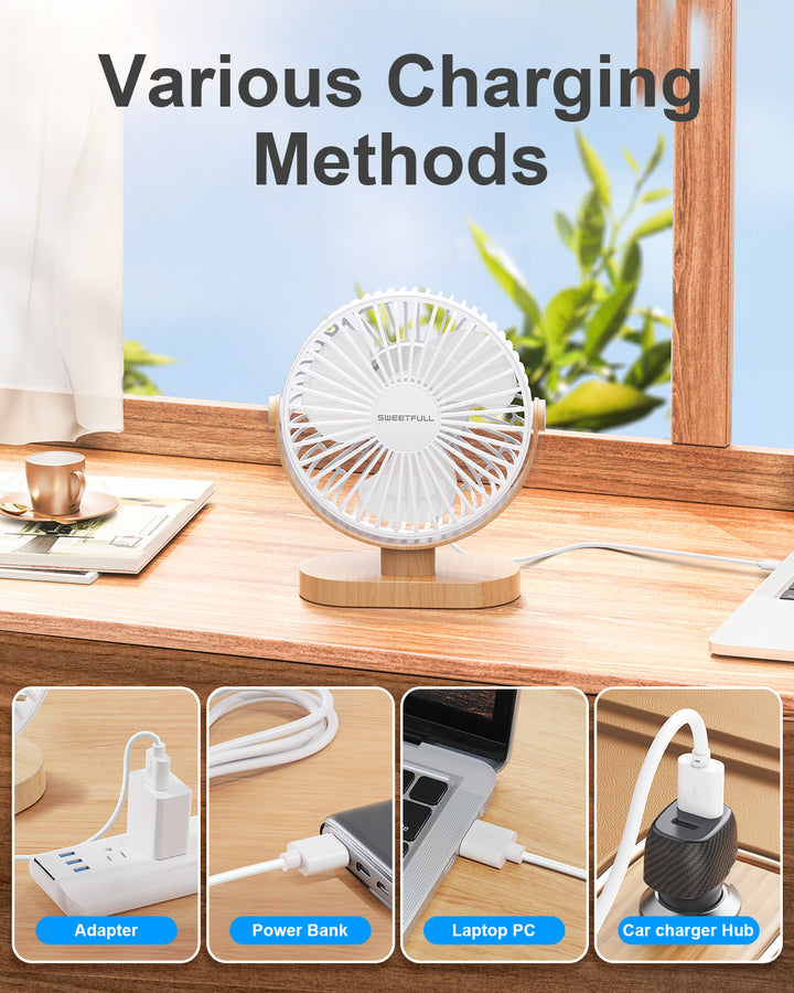 6.5 Inch USB Small Desk Fan for Home Office Car Outdoor Travel | Kalsten
