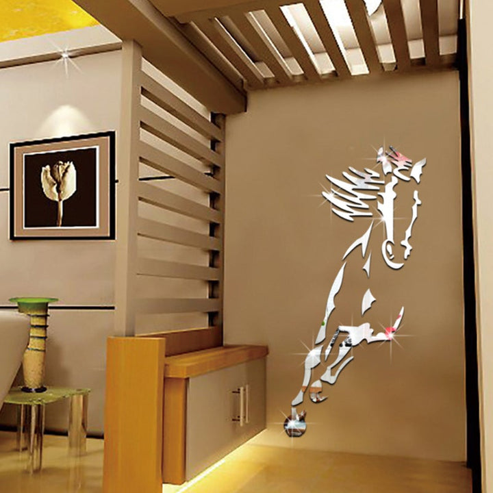 Kalsten | Galloping Horse Wall Decoration, 3D Acrylic Modern Mirror Horse Wall Sticker