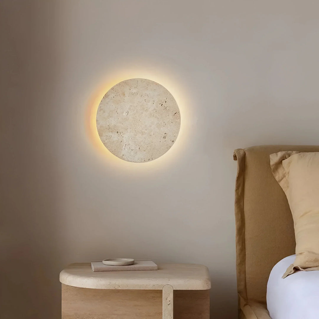 Stone-Effect Round Wall Light
