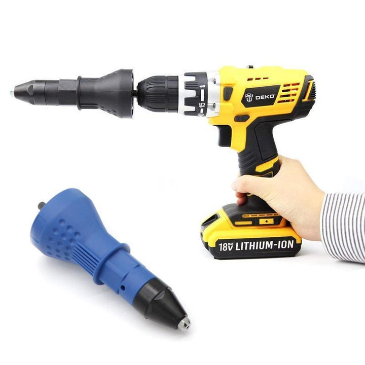 Removable rivet gun drill adapter | Kalsten