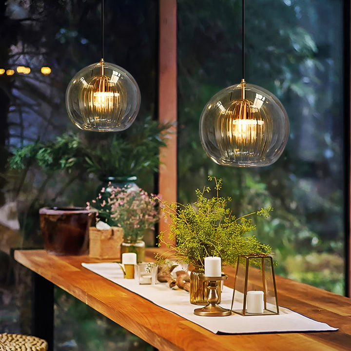 Pendant Light Glass Globe 9.8 in E27 Adjustable Dining Room Kitchen Island Hanging Ceiling Lamp Vintage Modern | Kalsten