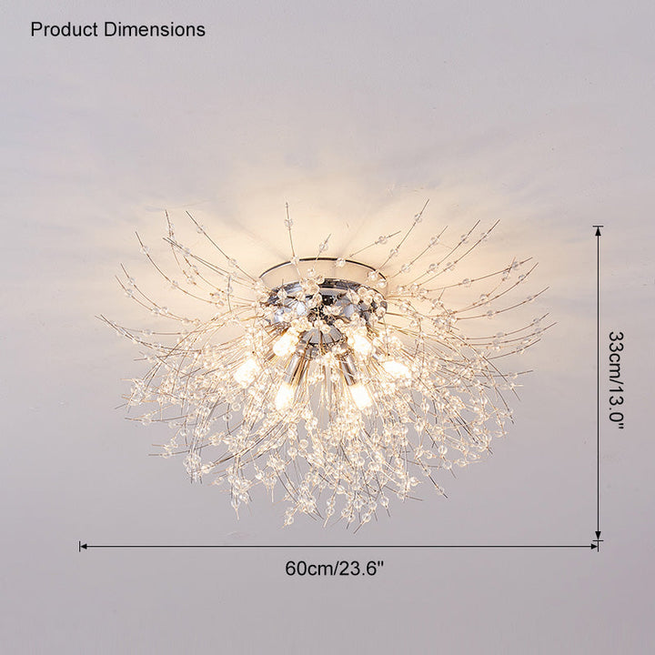 Ceiling Light Metal Crystal 15.7 in Flush Mount Bedroom Hallway Dandelion Design Decorative Lighting | Kalsten