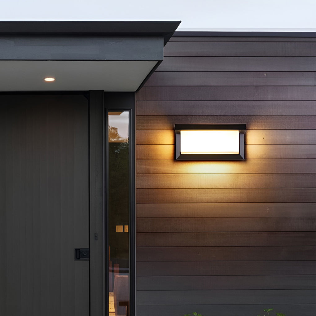 Rectangle Waterproof Light Control Induction Black Modern Solar Sconces | Kalsten