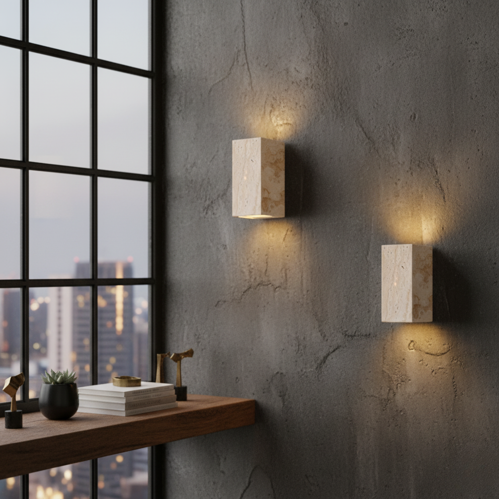 Natural Travertine Indoor/Outdoor Wall Sconce