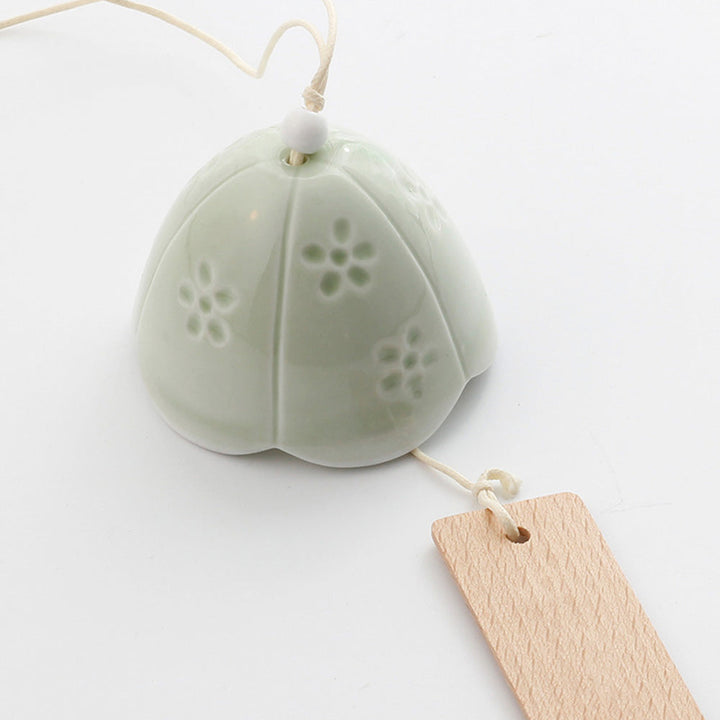 Kalsten | Japanese Ceramic Bells, Sakura Bell Rings, Hanging Garden Bells, Living Space Garden Decoration, White